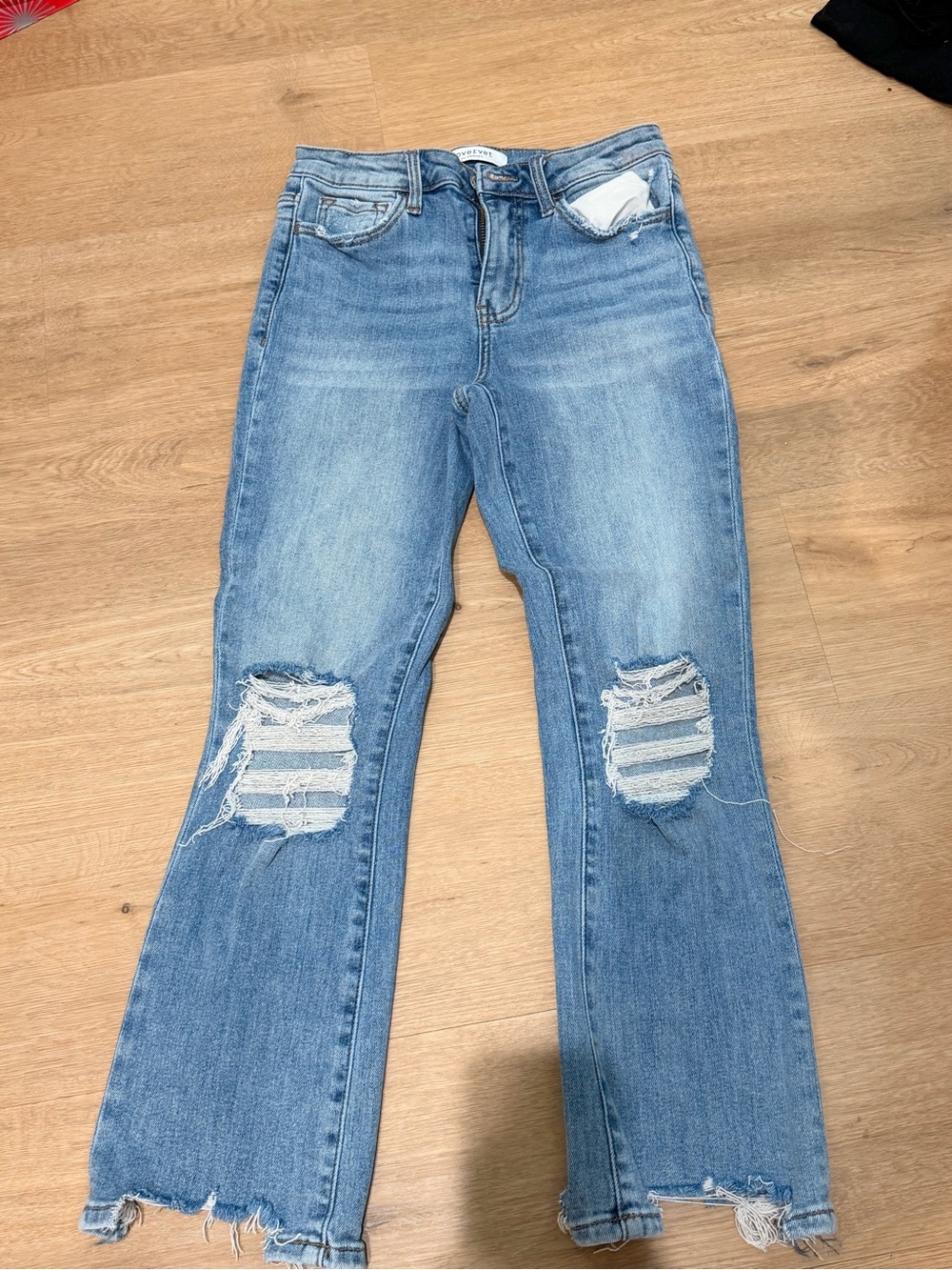 Light Blue Distressed Women's Flare Jeans
